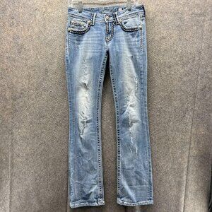 Miss Me Jeans Womens 27 Blue JP5014-10 Bootcut Embellished Flap Pockets